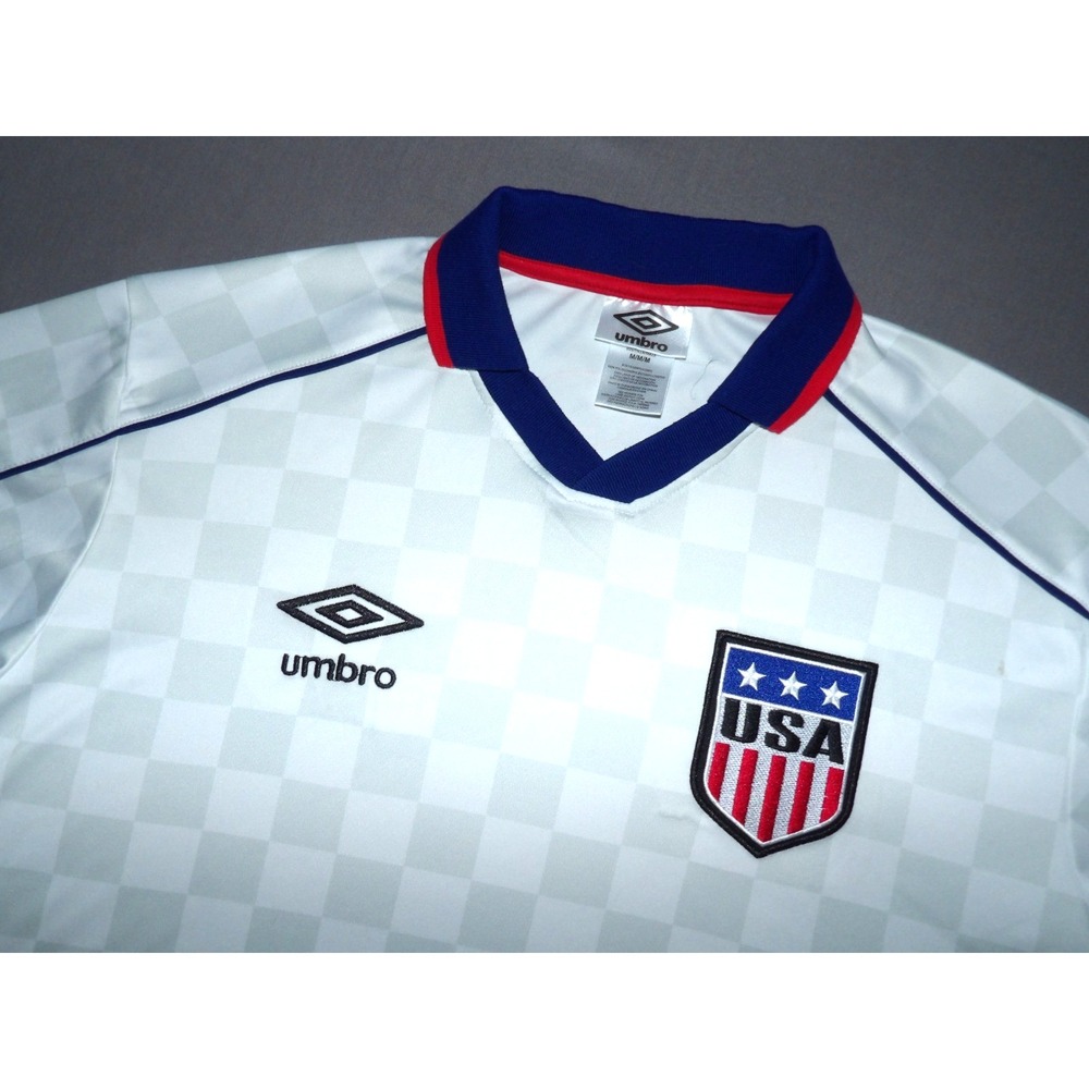 UMBRO White Check Team USA Soccer Jersey Performance Men's Medium